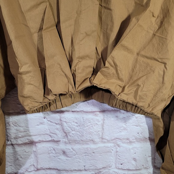 Zara Dark Tan Long Sleeve Cropped Poplin Button Front Shirt - Picture 4 of 14